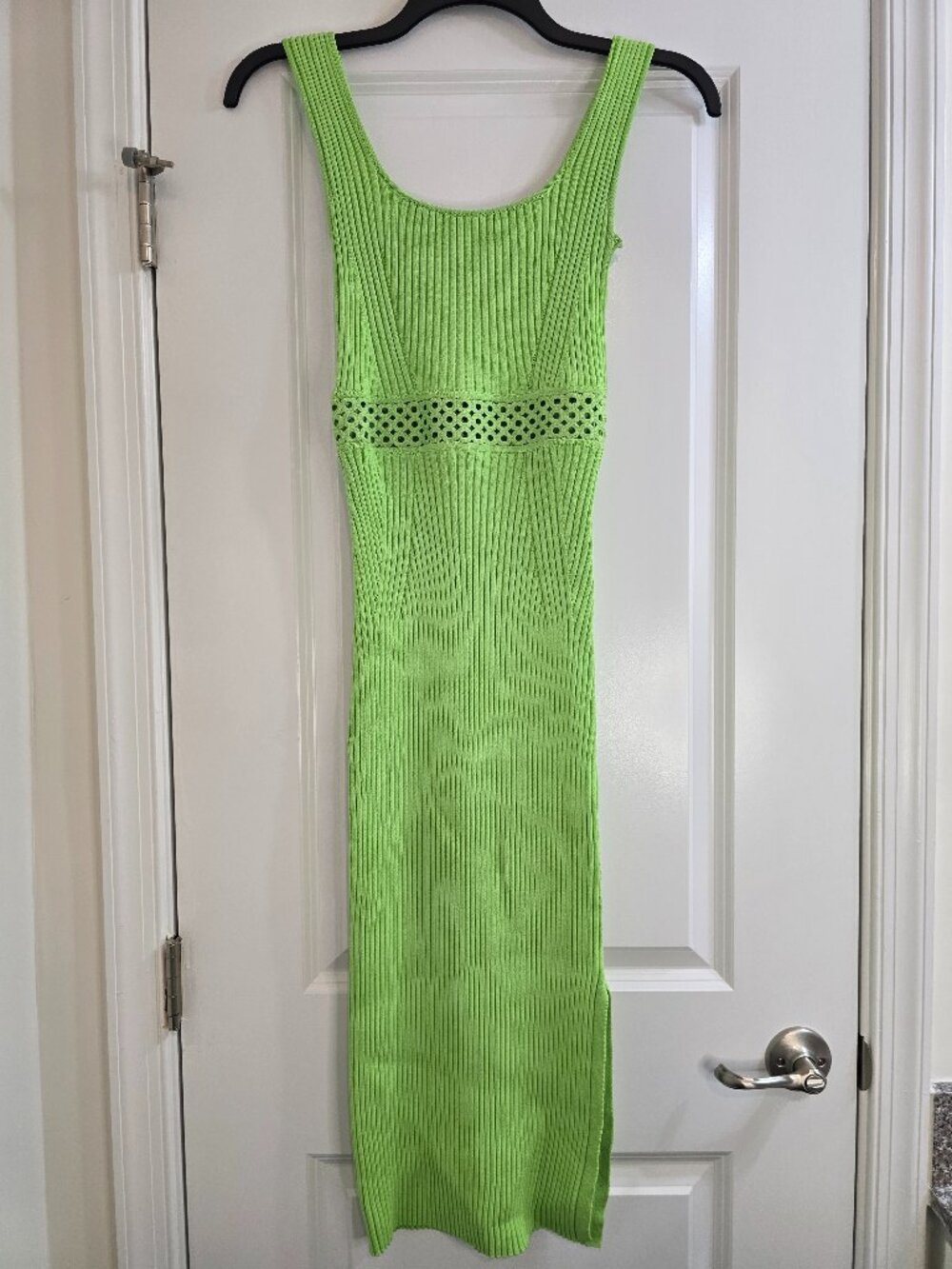House of Harlow 1960 Ribbed Knit Crochet Midi Dress - Lime Green - Picture 2 of 9